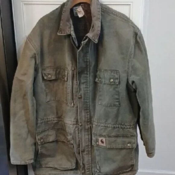 Vintage  Carhartt Blanket Lined Men's Green Military Jacket - Picture 1 of 6